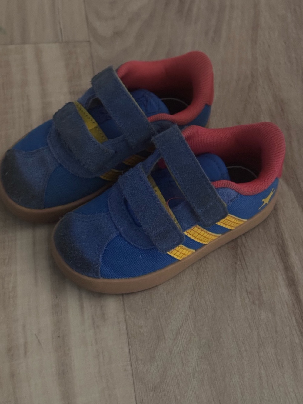 Adidas Kids Blue and Yellow Velcro Sneakers